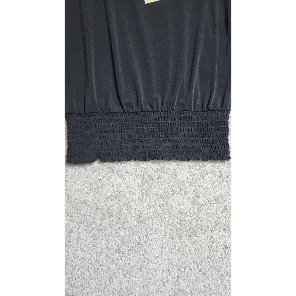 NWT Michael Kors Women's Black Sleeveless Top Smocked Hem Casual Workwear Small - Picture 2 of 13